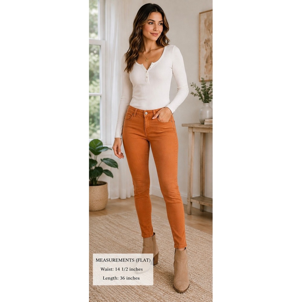 Red Camel Size 1 Orange Skinny Jeans Stretch Cotton Colored Denim Pants Y2K